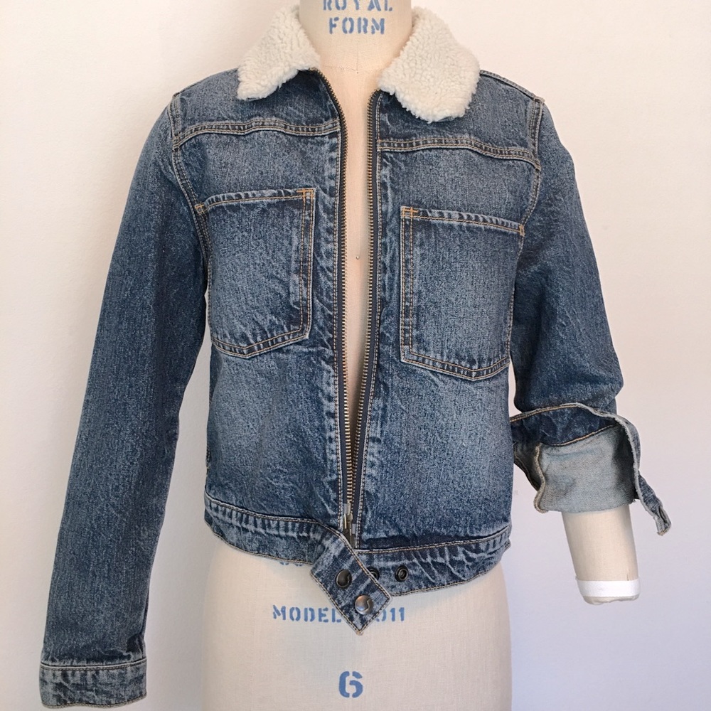 NEW Joe’s Sherpa Collar Denim Jacket zip front S